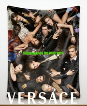Versace Black White Luxury Group Fashion Print Flannel Sofa Throw Blanket IMG_1740